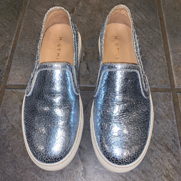 M. GEMI 'The Fresco' Metallic Blue Leather Slip-on - Picture 2 of 11